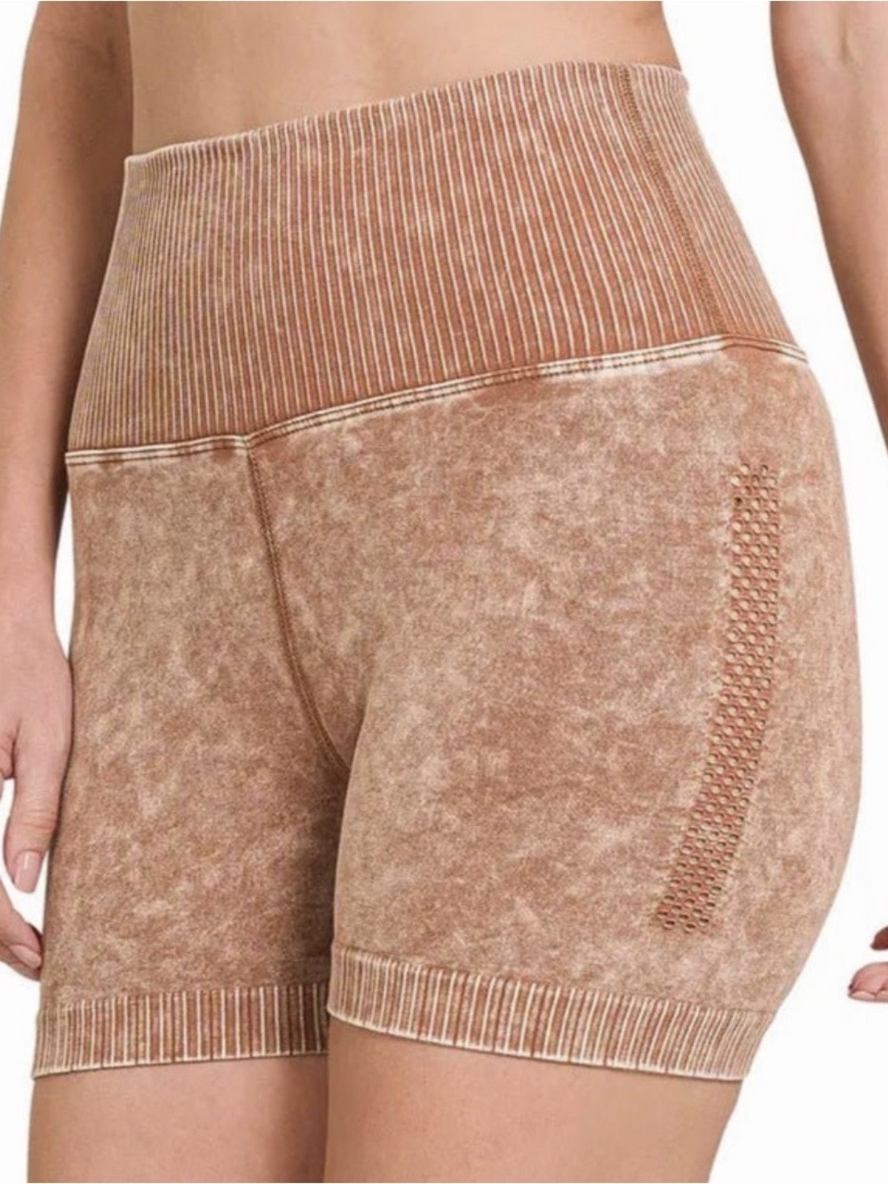 Zenana Mocha High Waisted Seamless Shorts S/M